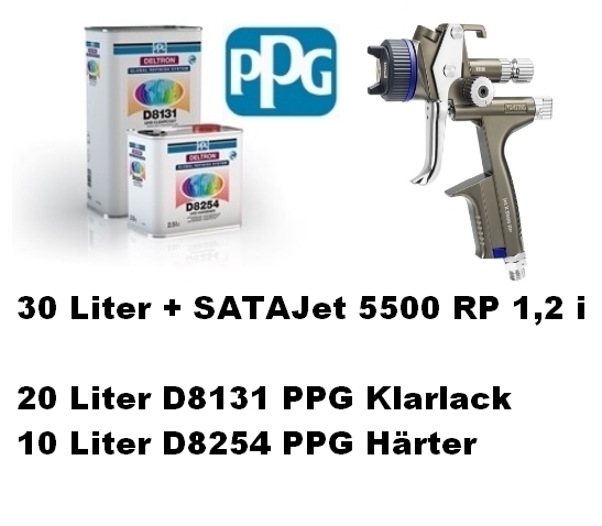 PPG Klarlack Paket mit SATAJet 5500 RP Lackierpistole